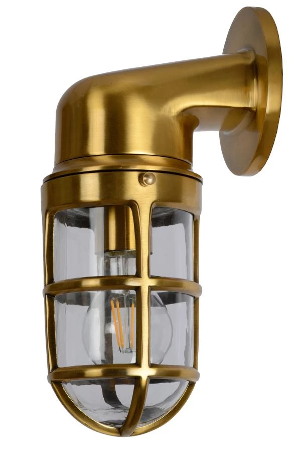 Lucide DUDLEY - Wandlamp Buiten - 1xE27 - IP44 - Mat Goud / Messing - uit